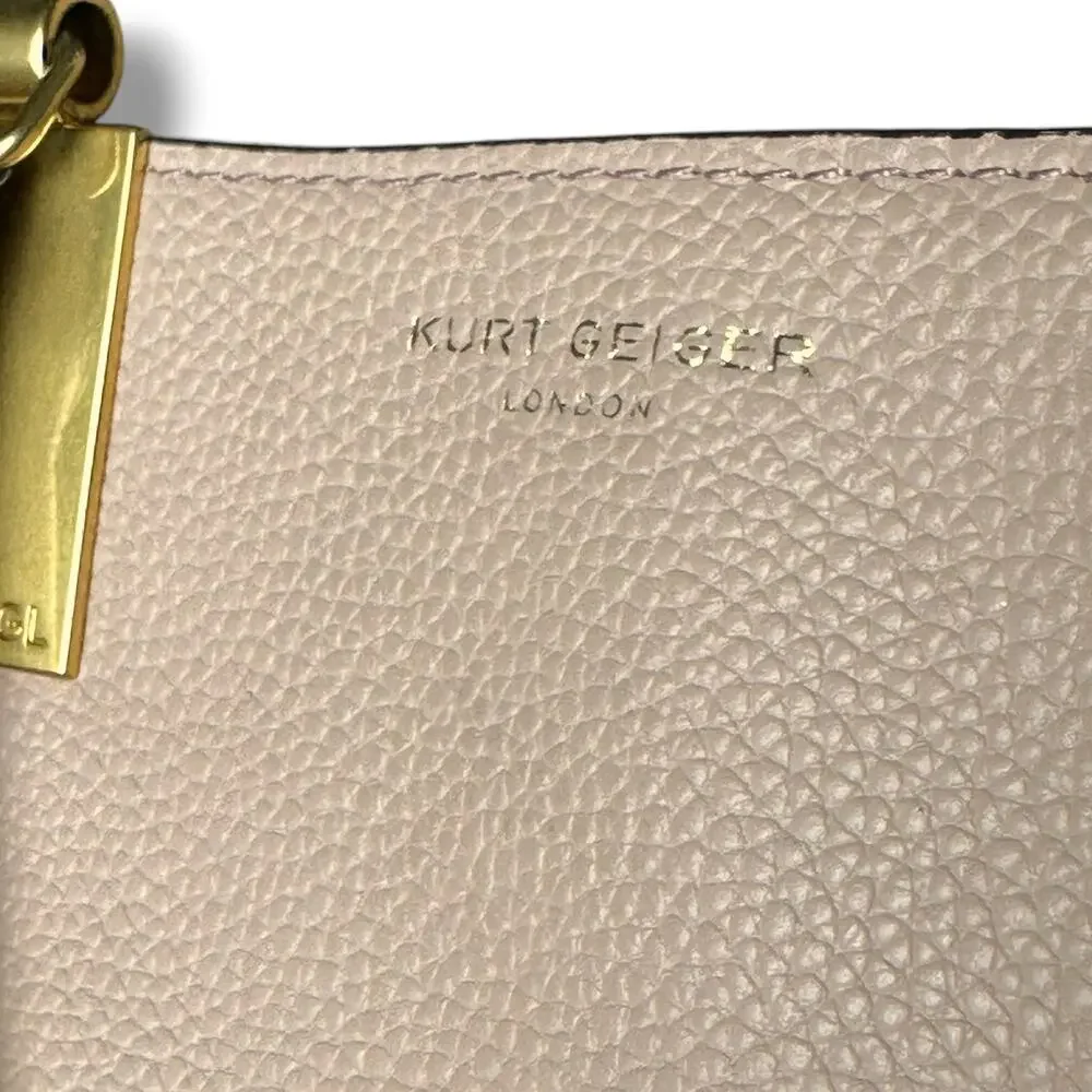 Kurt Geiger London Emma Leather Satchel Crossbody Tote Blush Pink White Beige